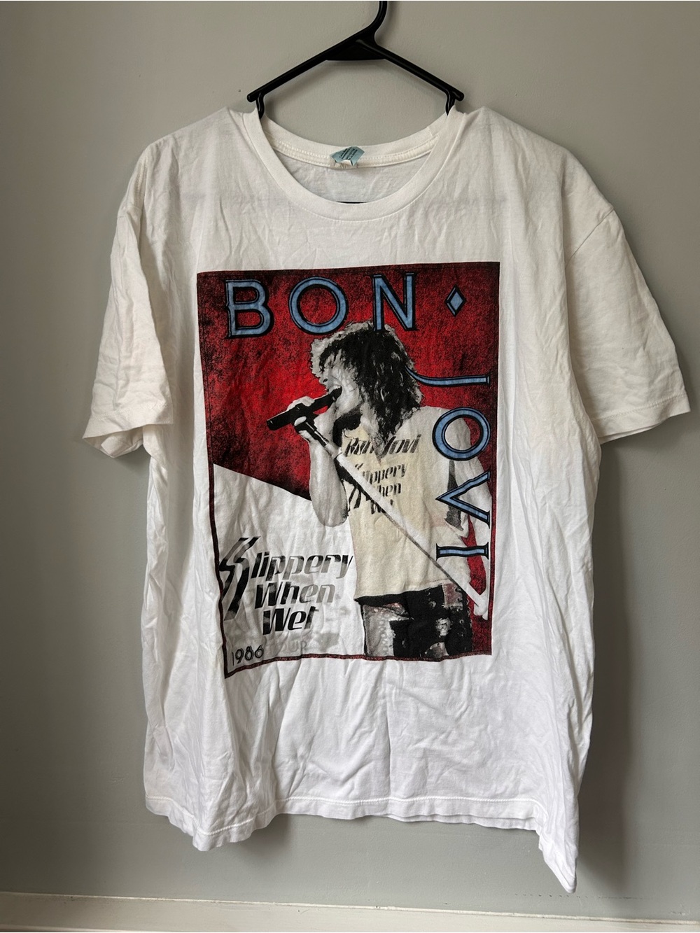 Vintage 1986 Bon Jovi Slippery When Wet T Shirt XL Pacific 22x27 80s Rock
